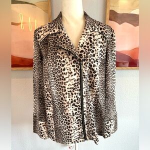 Chico’s Leopard Print Lightweight Moto Jacket